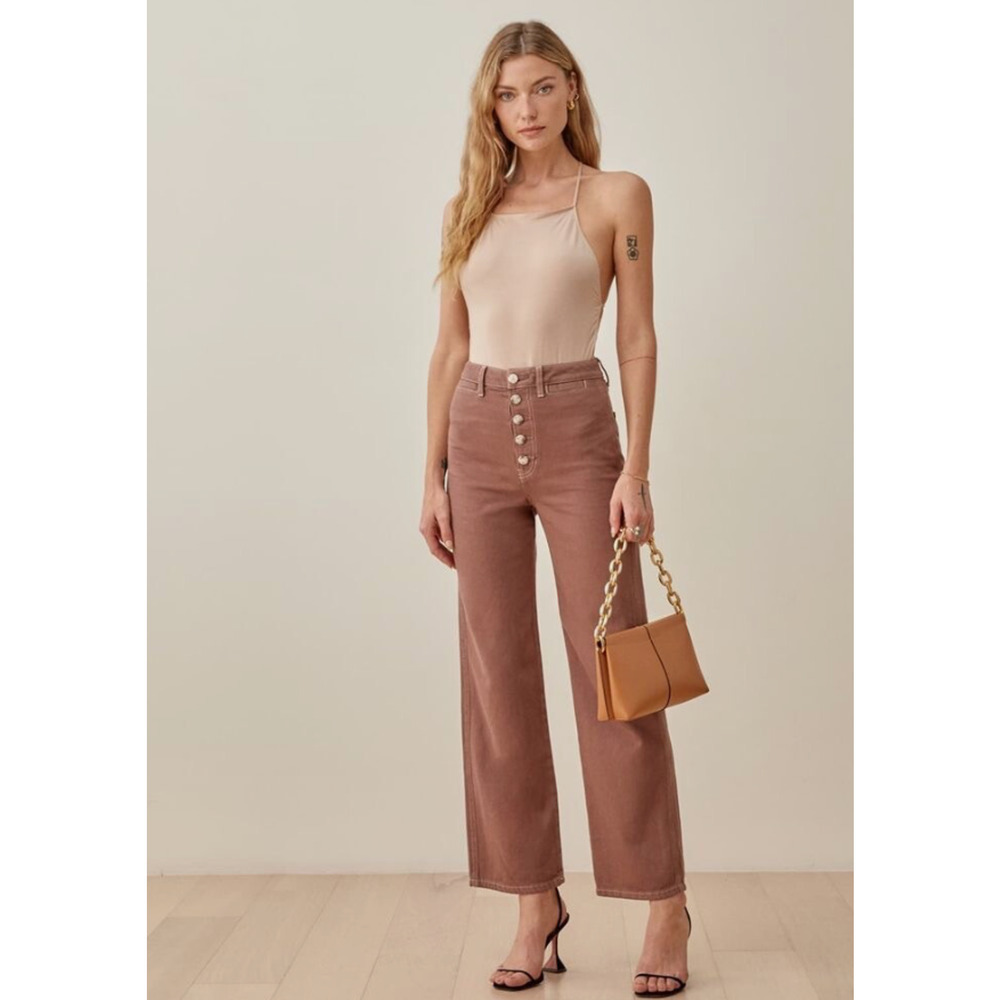 Reformation Jeans Womens 26 Lexi High Rise Wide Leg Button Fly Casual Chic